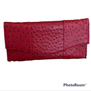 LEE SANDS Vegan Leather Clutch Black/Red NWOT